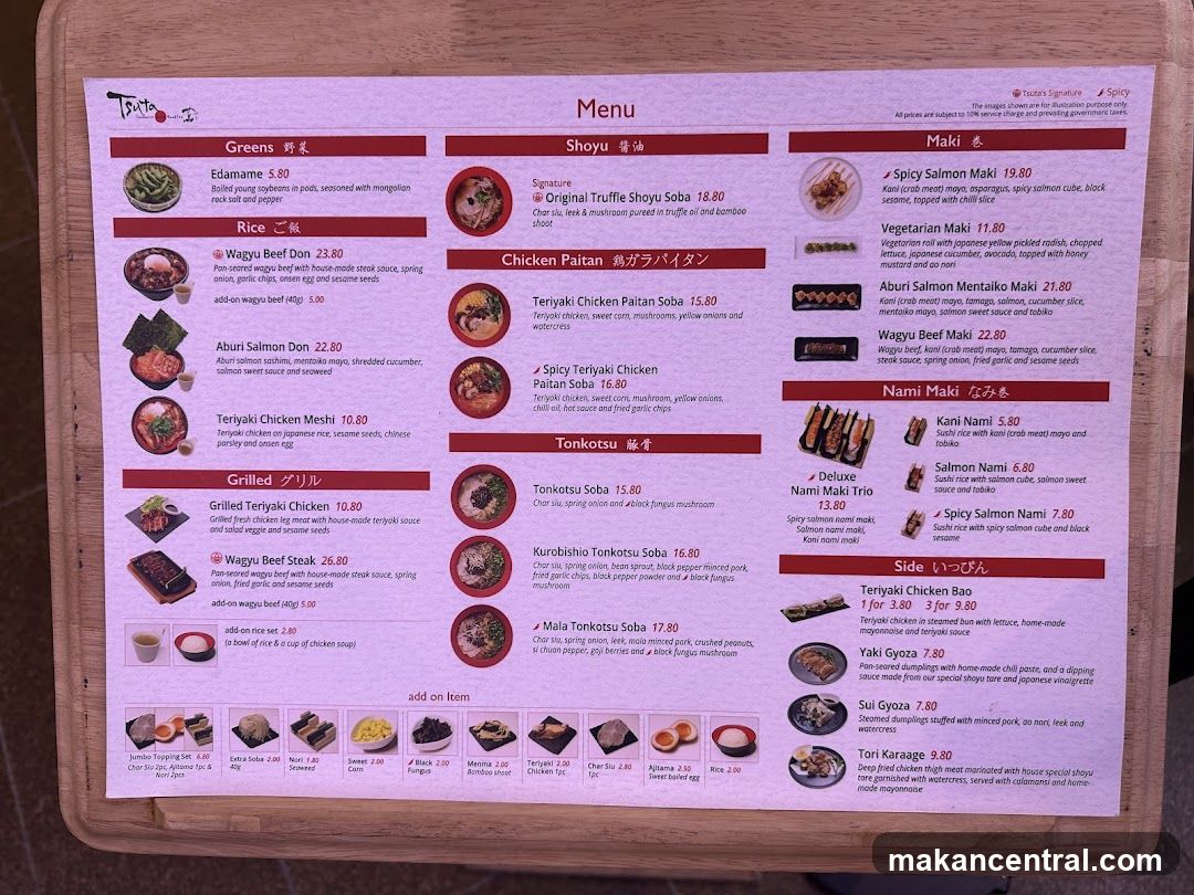 Tsuta Menu