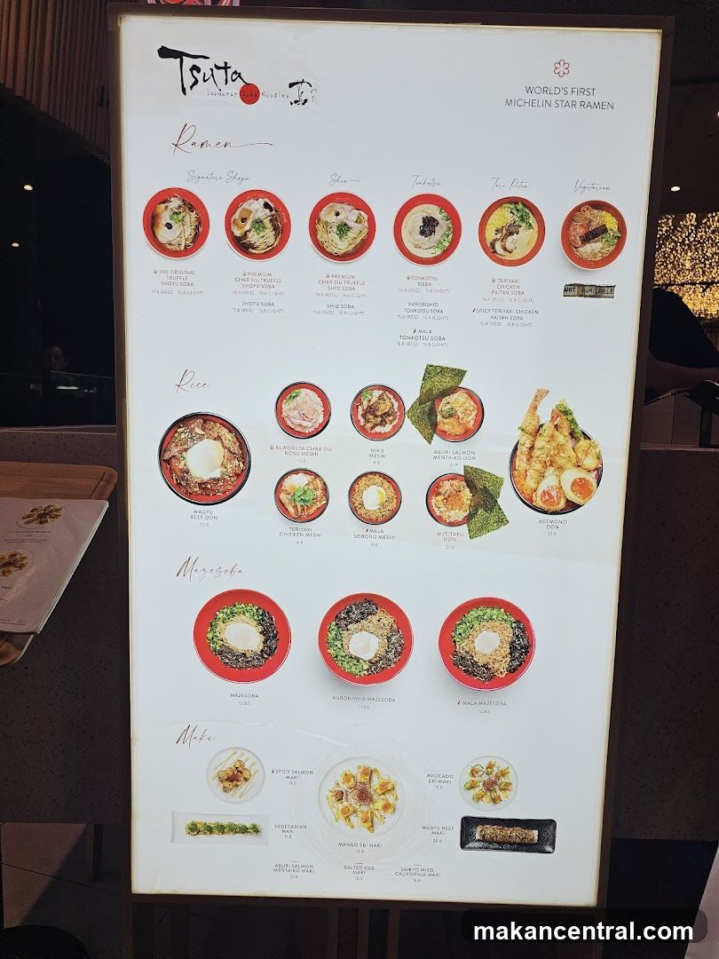 Tsuta Ramen Menu