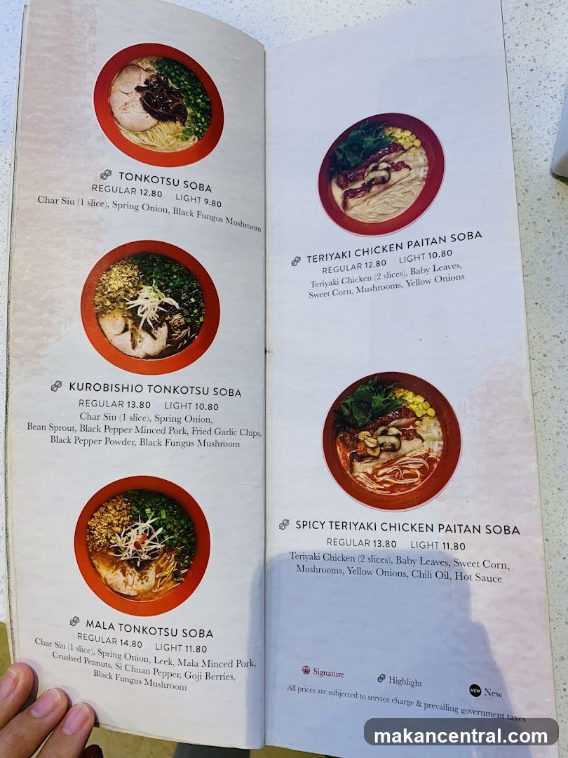 Ramen Menu