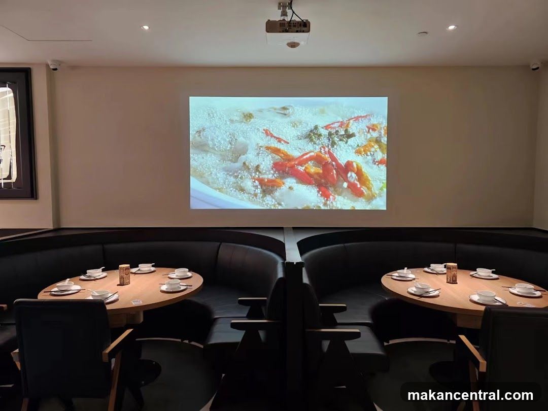 Restaurant Dining Area with Projected Image