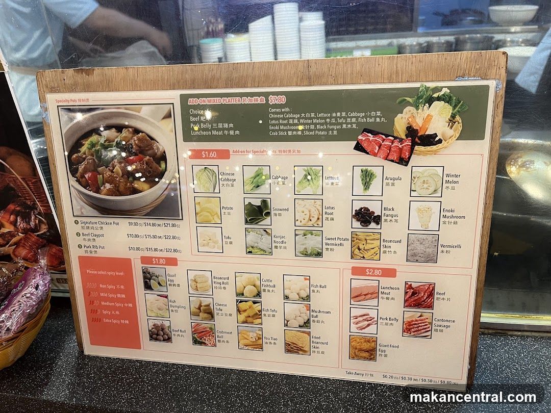 Specialty Pots Menu