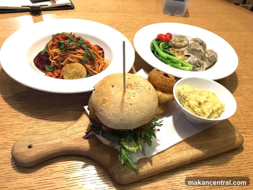 Burger and Pasta Meal
