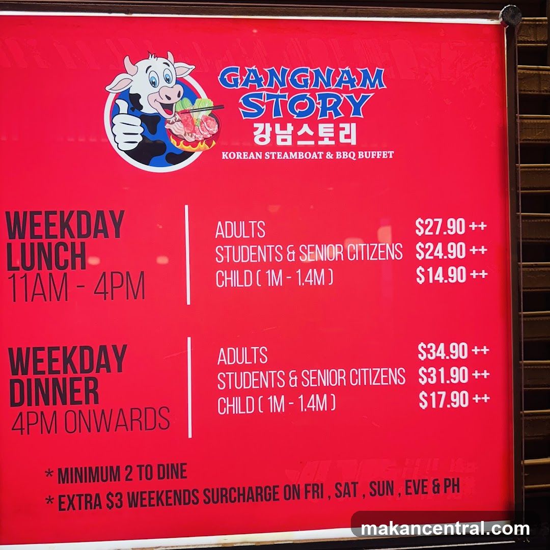 Gangnam Story Korean Steamboat & BBQ Buffet Menu