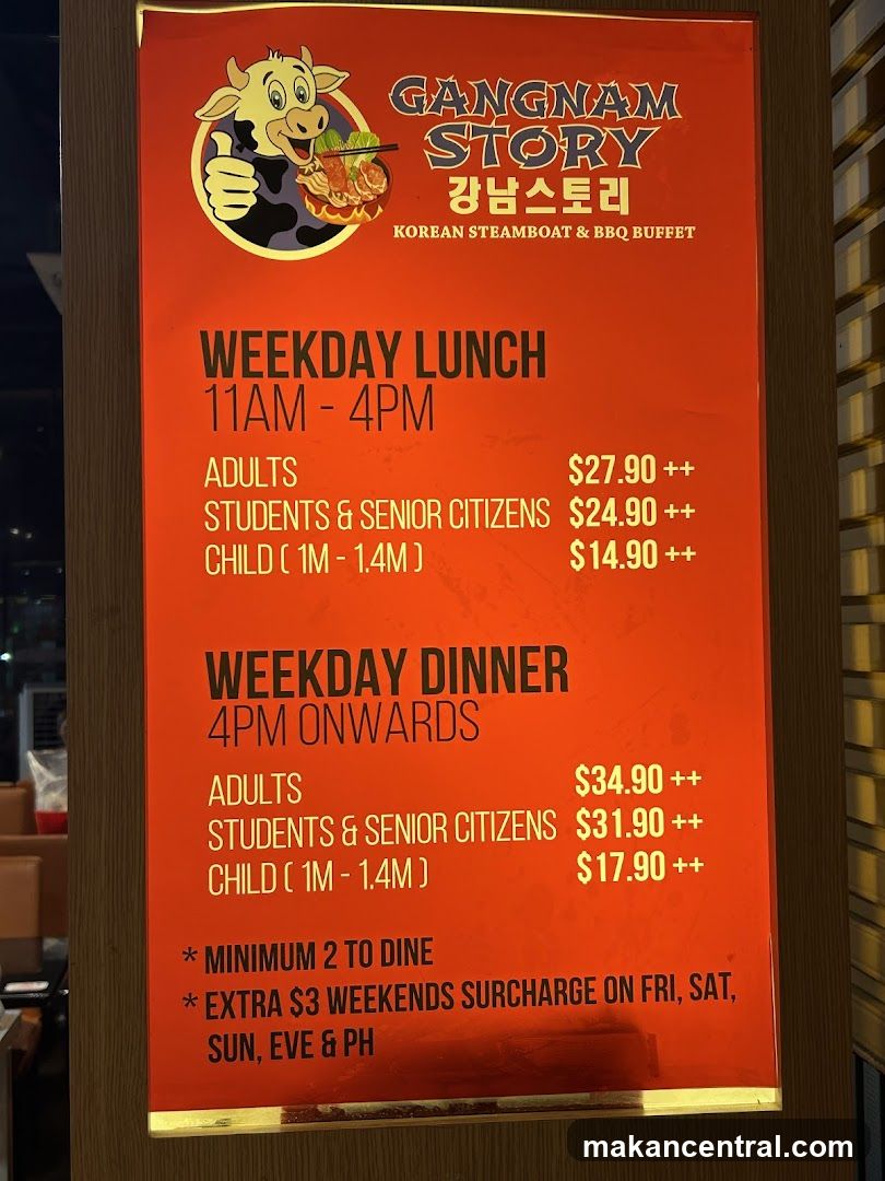 Gangnam Story Korean Steamboat & BBQ Buffet Menu