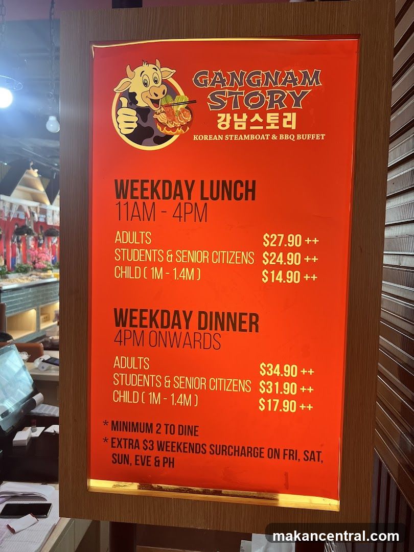 Gangnam Story Menu