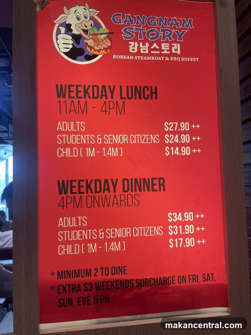 Gangnam Story Korean Steamboat & BBQ Buffet Menu