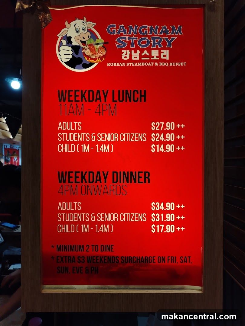 Gangnam Story Menu