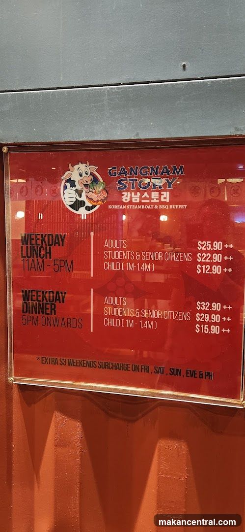 Gangnam Story Korean Steamboat & BBQ Buffet Menu