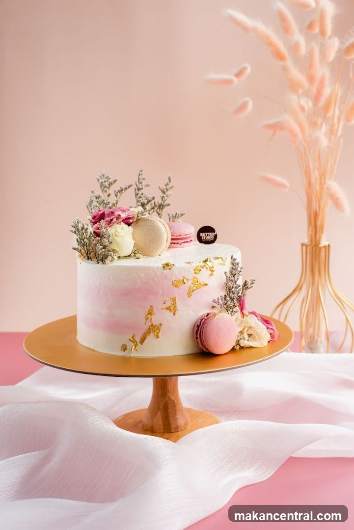 Decorated Cake with Macarons
