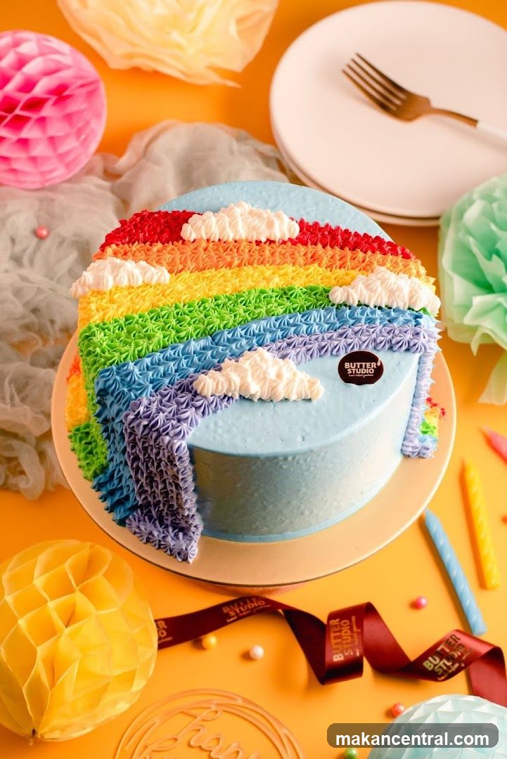 Rainbow Cake with Clouds