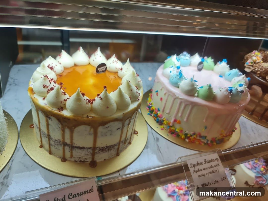 Cakes in a Display Case