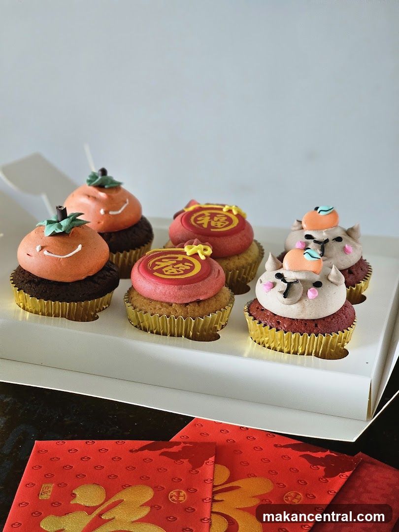 Cupcakes with Chinese New Year Decorations