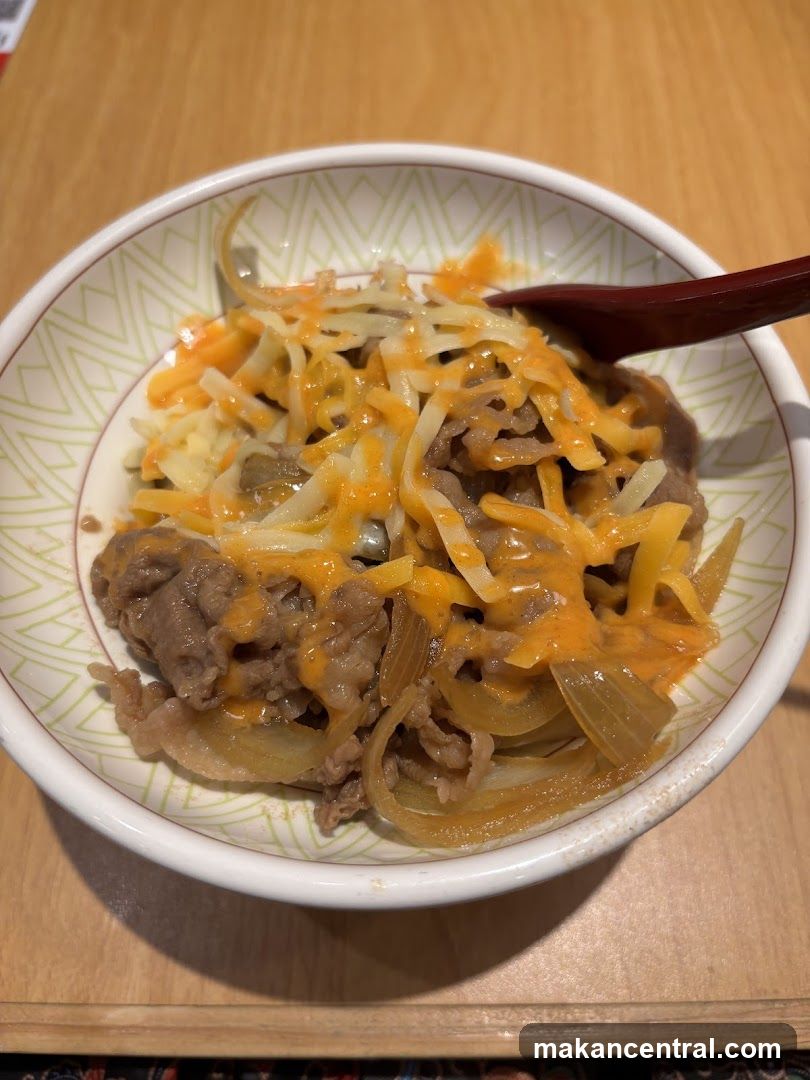 Beef Bowl with Cheese and Sauce