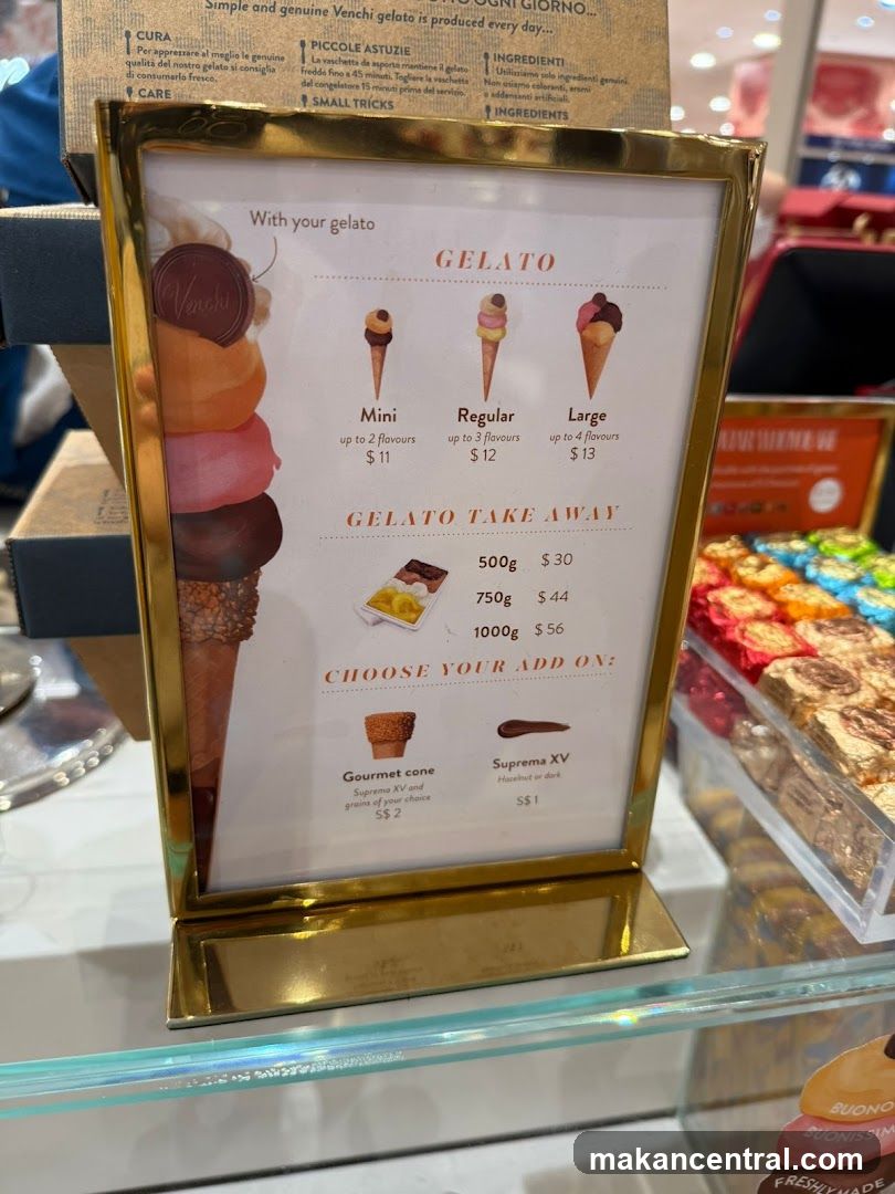 Venchi Gelato Menu