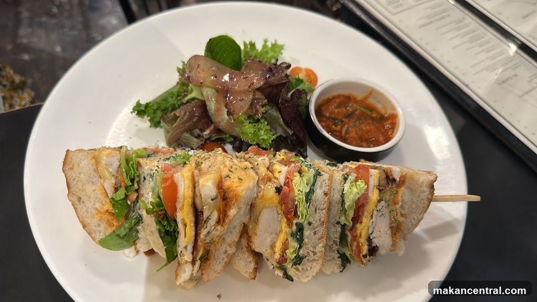 Club Sandwich with Salad and Dip
