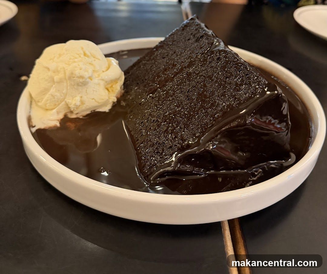 Chocolate cake with ice cream