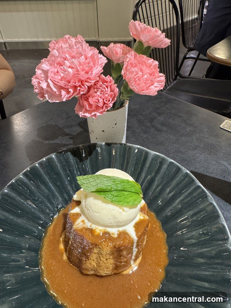 Dessert with Ice Cream and Flowers