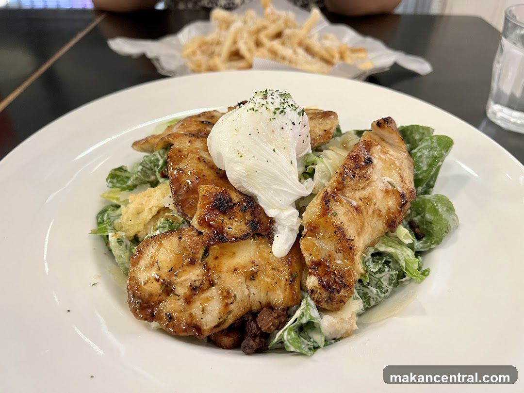 Chicken Caesar Salad with Poached Egg