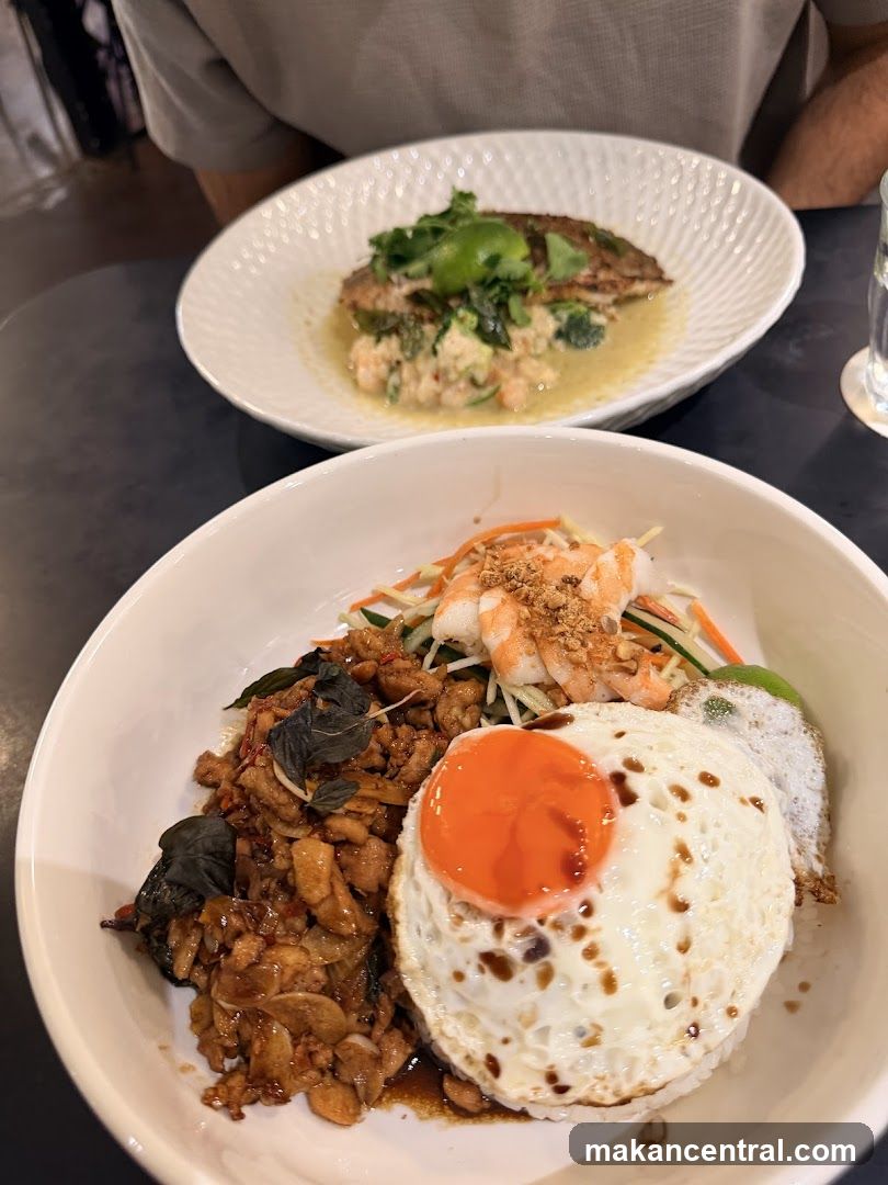 Thai Basil Chicken and Fish Dish