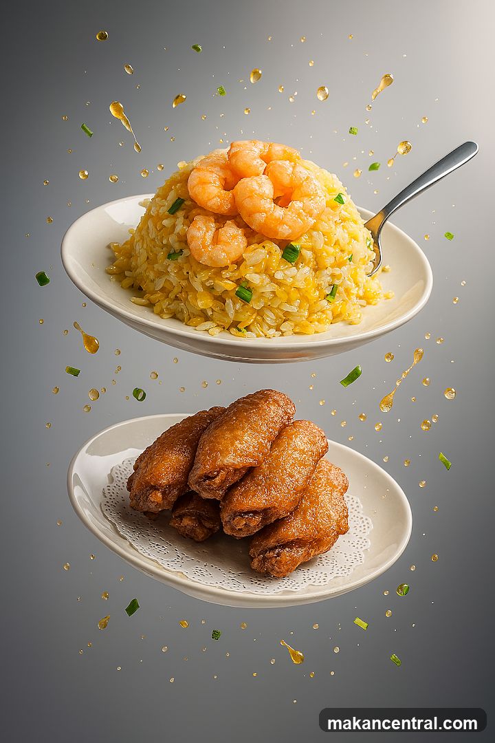 Shrimp Fried Rice and Chicken Wings