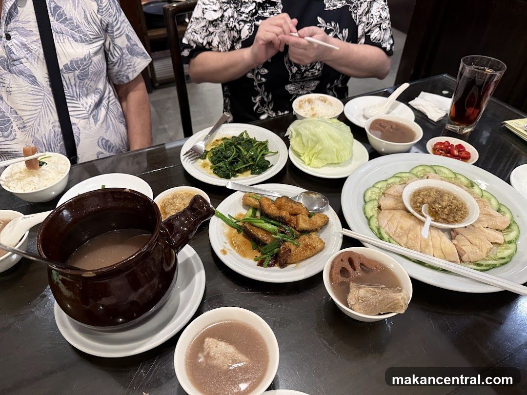 Hainanese Chicken Rice and Side Dishes
