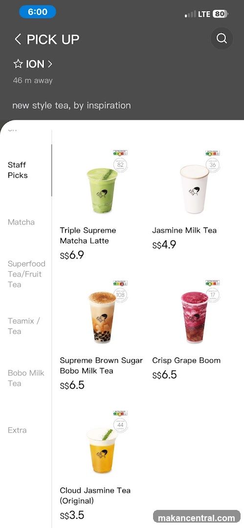 Pick Up Menu