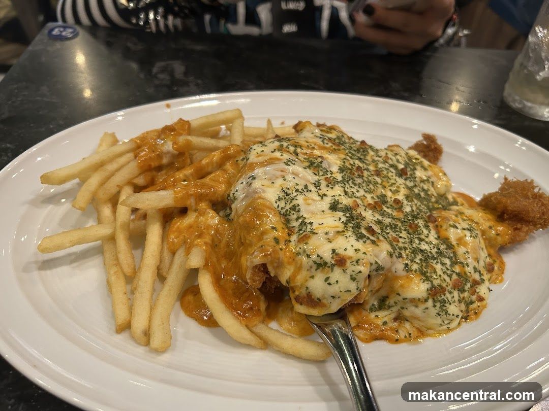 Cheesy Chicken Dish with Fries