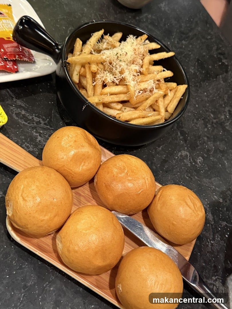 French Fries and Dinner Rolls