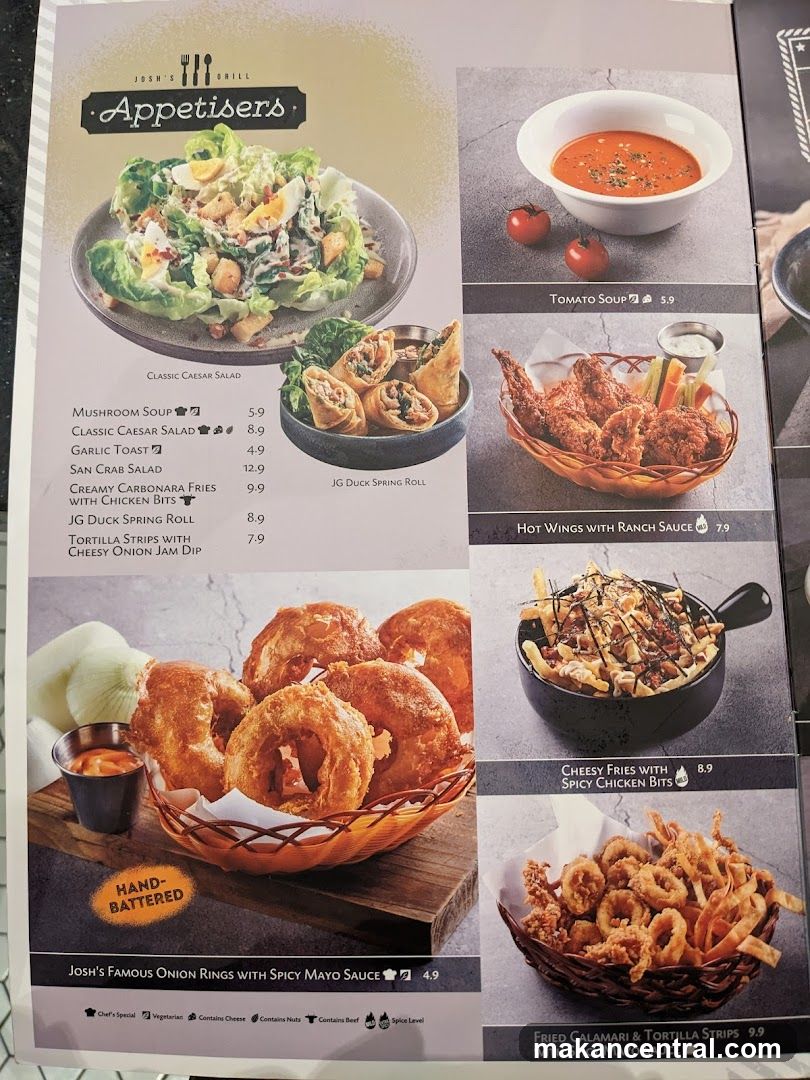 Josh's Grill Appetizers Menu