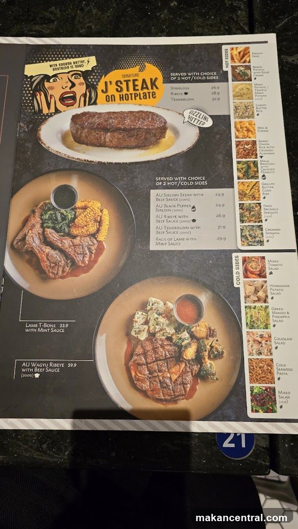 J'STEAK ON HOTPLATE Menu Section