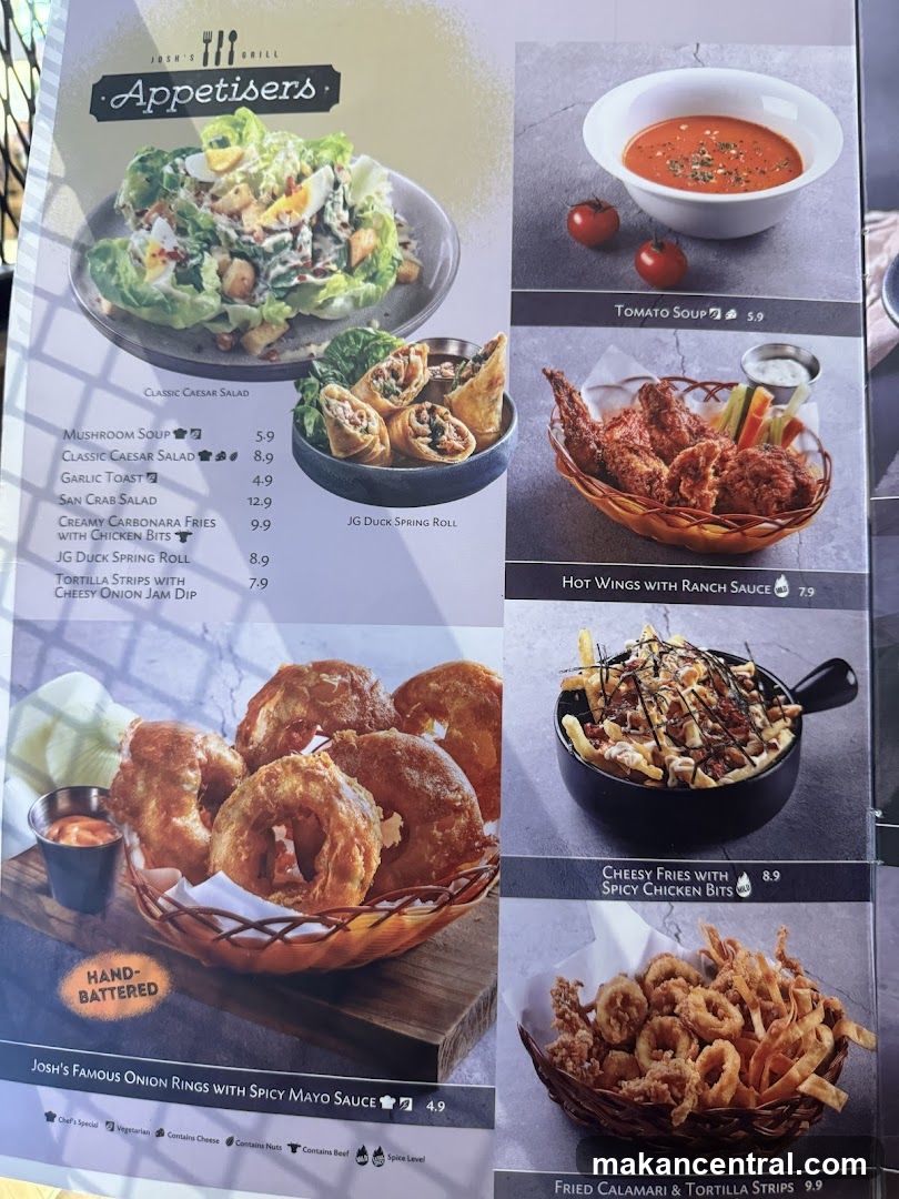 Josh's Grill Appetizers Menu