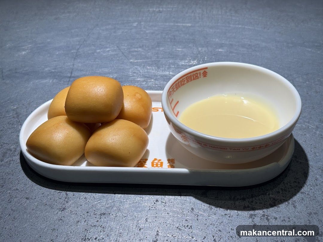 Food Plate with Buns and Soup