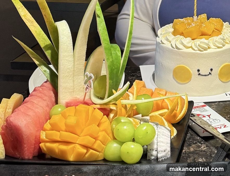 Fruit Platter and Birthday Cake