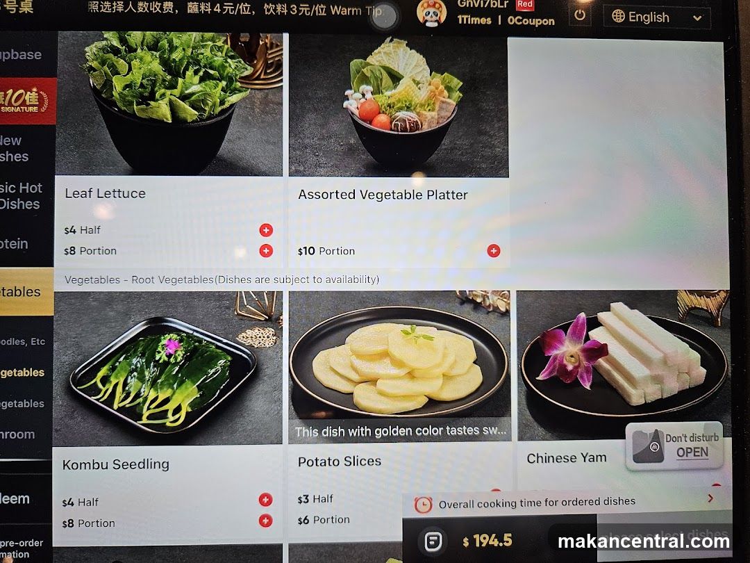 Restaurant Menu Display