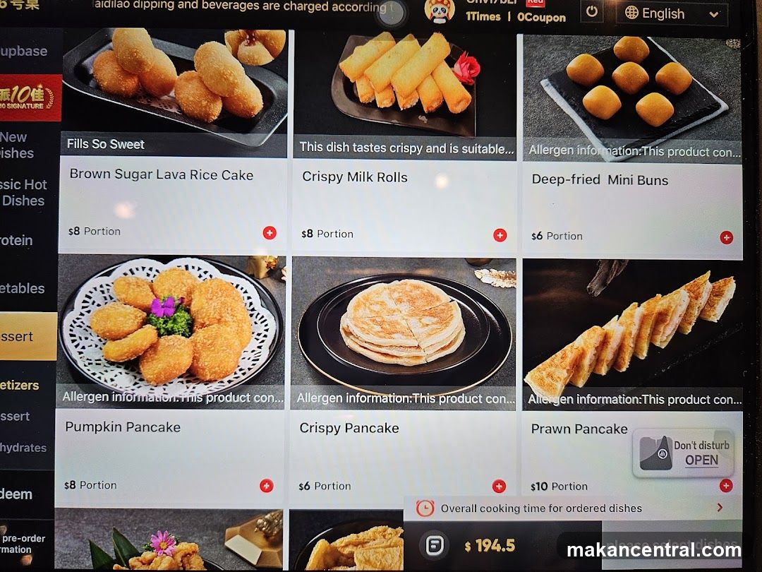 Dessert Menu Display