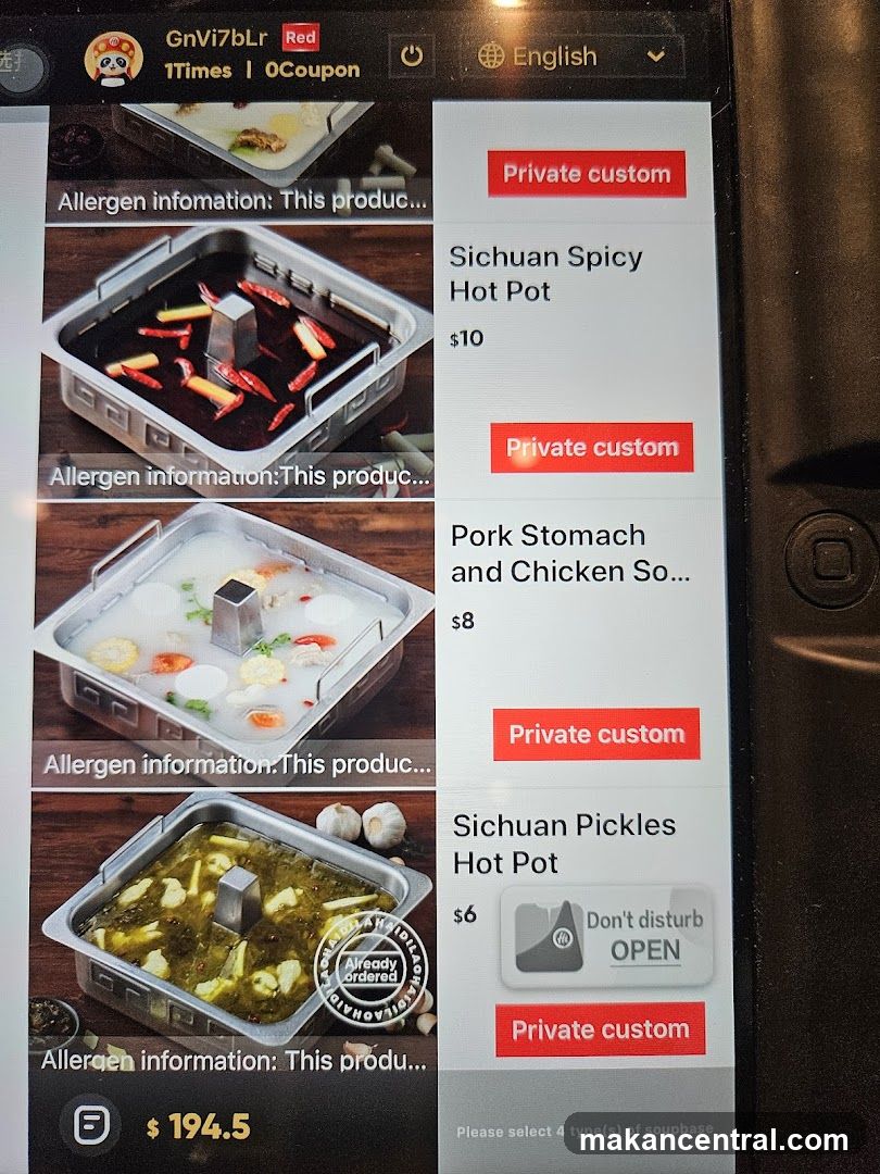 Hot Pot Menu Display
