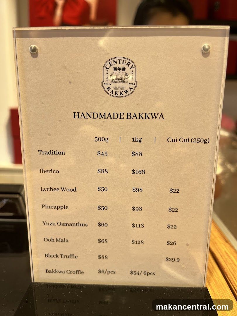 Handmade Bakkwaa Menu