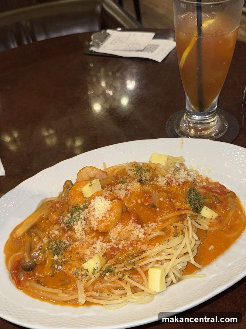 Pasta Dish with Beverage