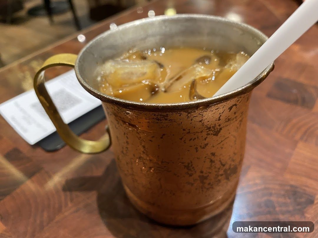 Iced beverage in copper mug
