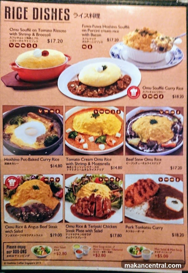 Rice Dishes Menu