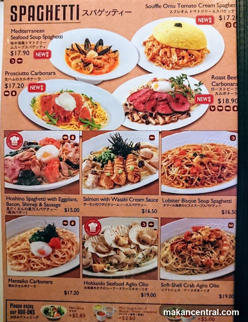 Spaghetti Menu