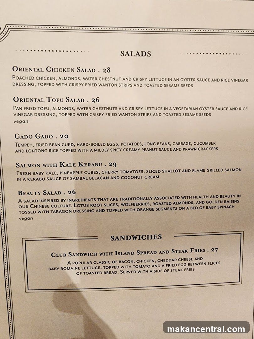 Salads and Sandwiches Menu