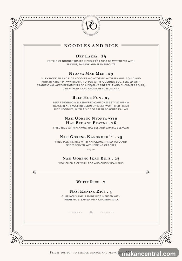 Noodles and Rice Menu