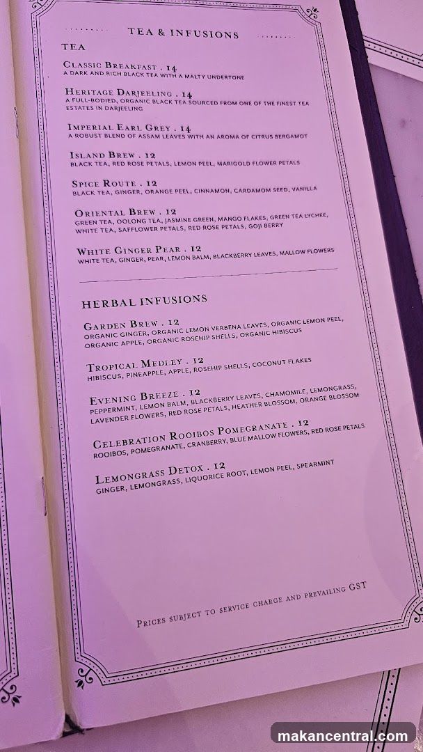 Tea & Infusions Menu