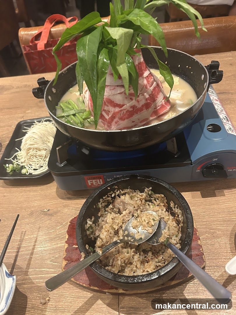 Table Setting with Hot Pot and Rice Bowl