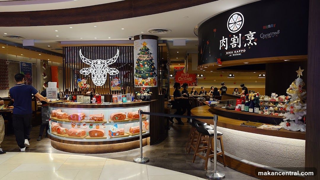Interior of a meat restaurant during Christmas season