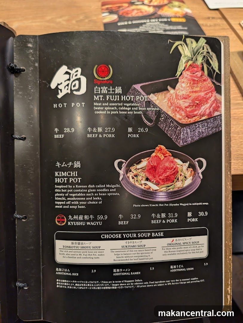 Hot Pot Menu