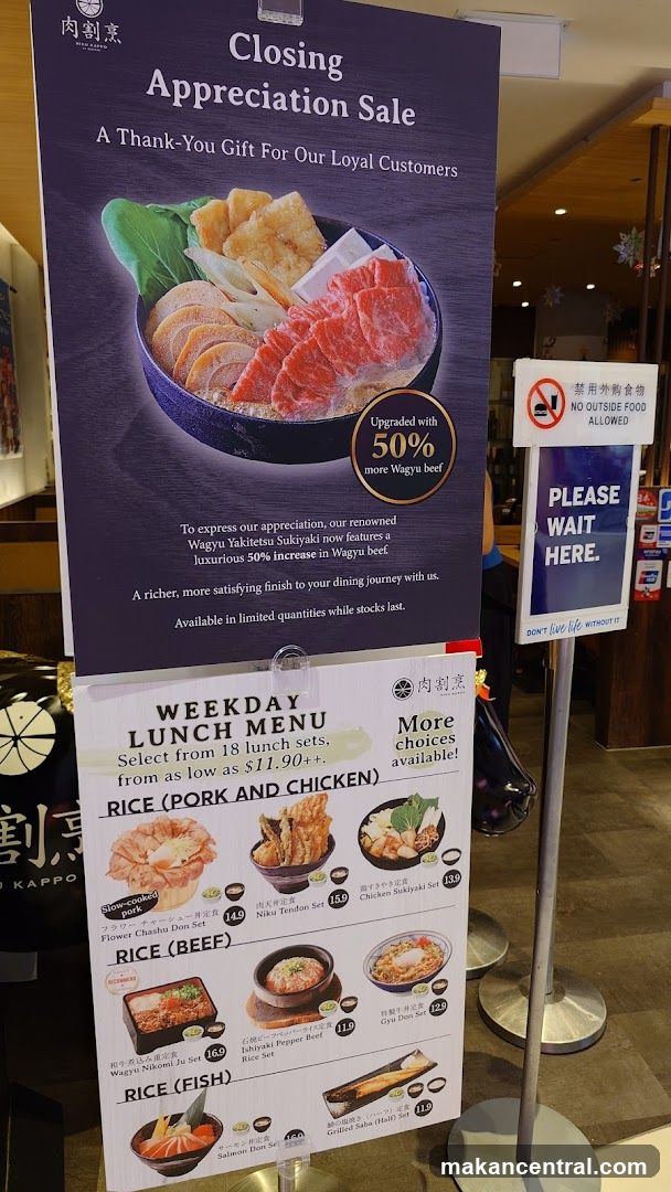 Closing Appreciation Sale and Weekday Lunch Menu Display