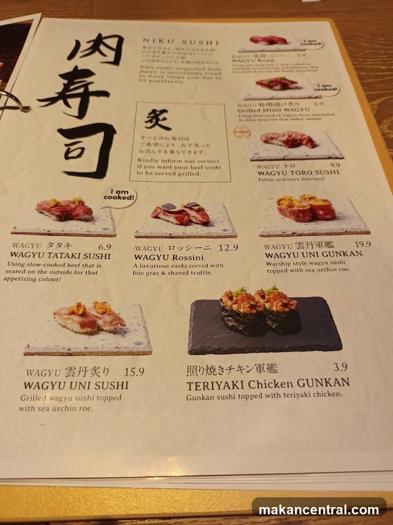 Niku Sushi Menu