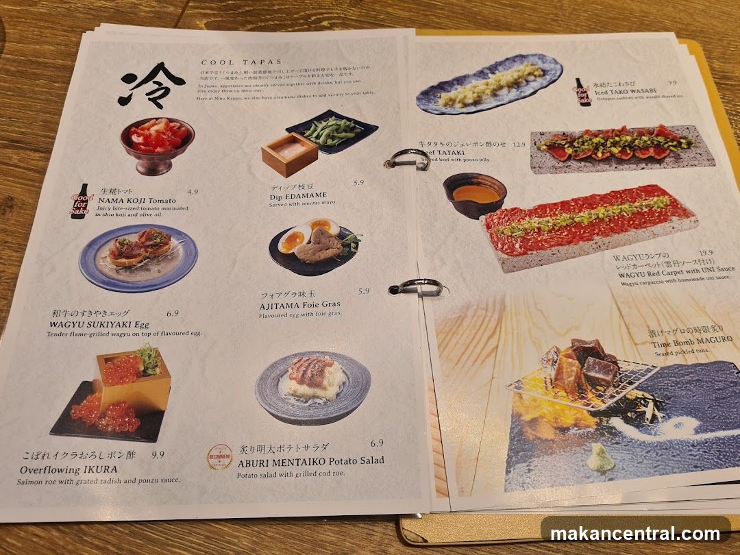 Cool Tapas Menu Page